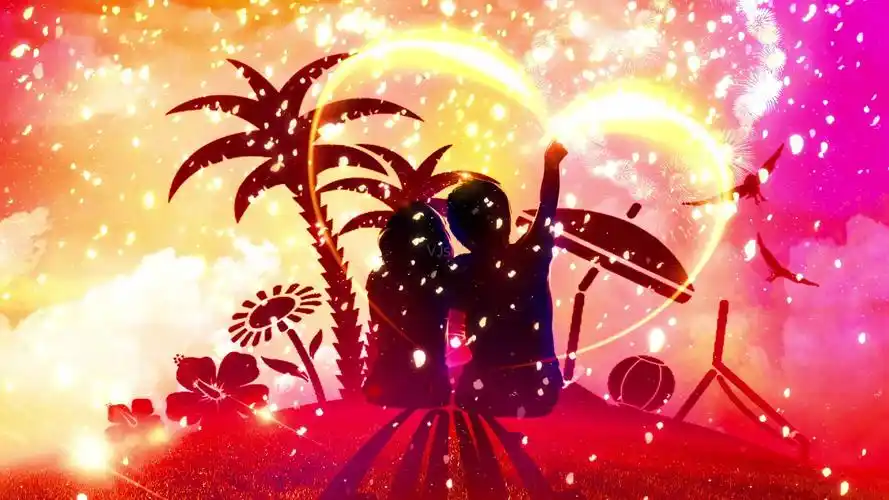 梦幻星空唯美花瓣飘落浪漫情侣情人节背景