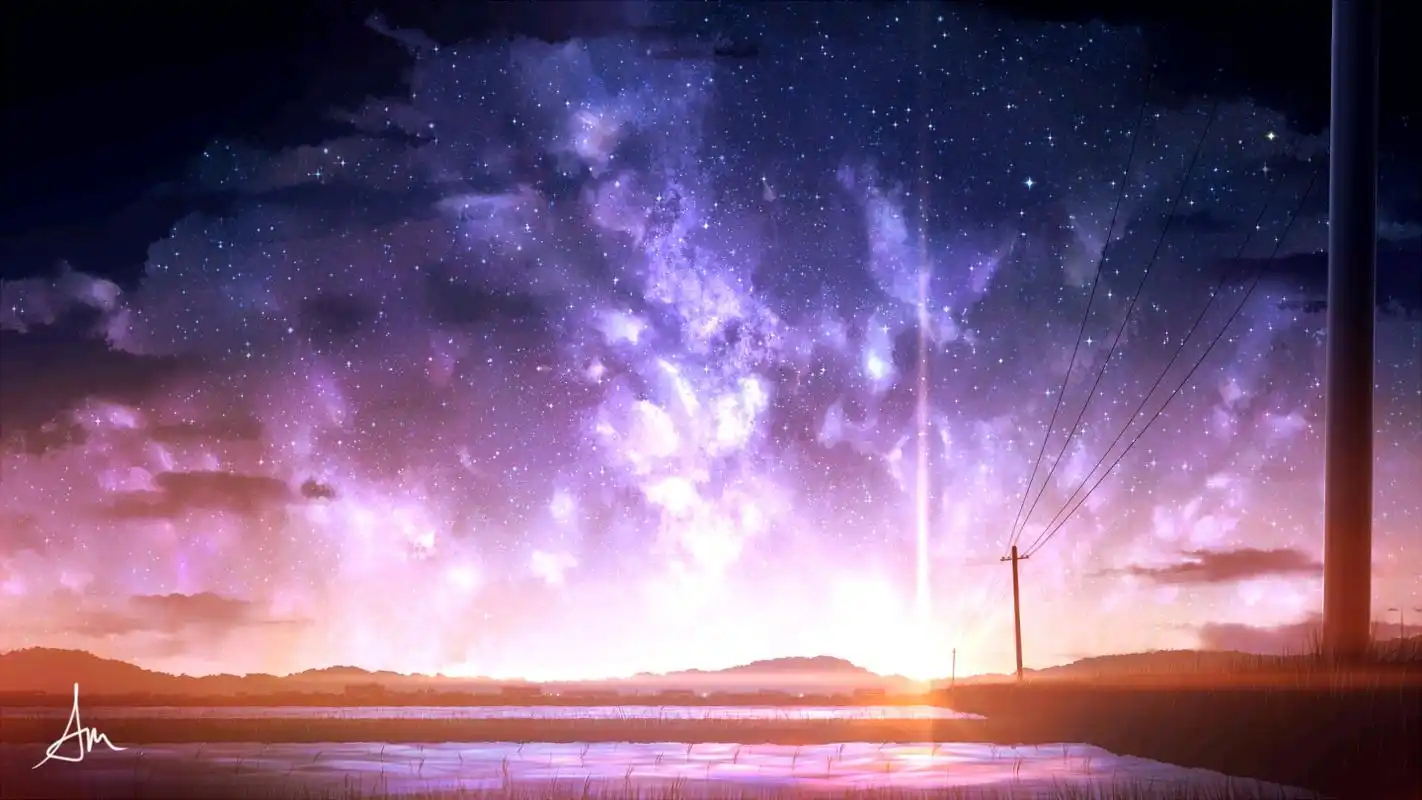 二次元星空城市人物横屏超清风景壁纸(内附500p风景壁纸图包)