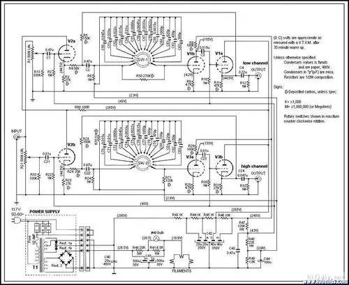 请各位朋友看看这个电子管二分频电路