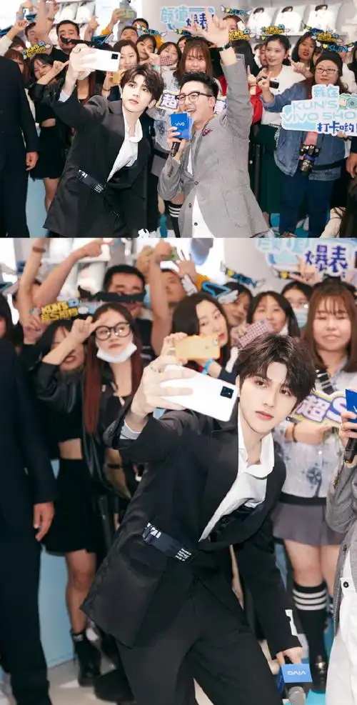 蔡徐坤和粉丝合照##百事可乐代言人蔡徐坤##蔡徐坤今日活动饭拍路透