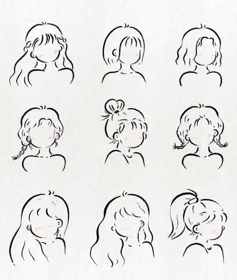 strong>简笔画 /strong>女生发型合集2
