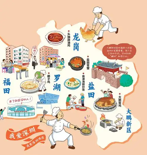 鹏小馆深圳特色菜手绘地图
