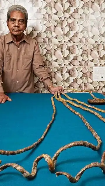 大爷留了45年的长指甲,长度达到9米多,剪下后手指像鸡爪一样!