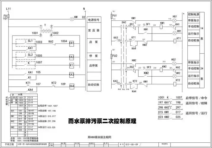 雨水泵排污泵二次控制原理