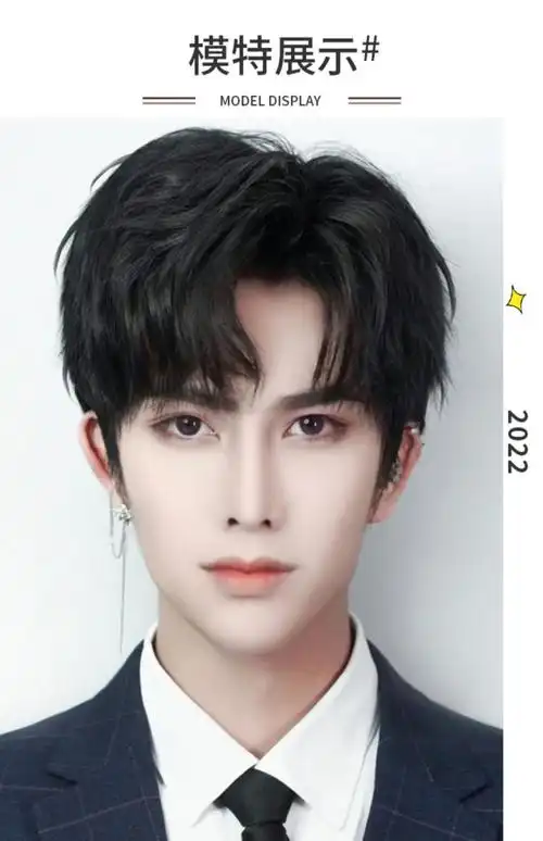 假发男短发韩版帅气蓬松男士全头套式中分仿真时尚男生三七分发型