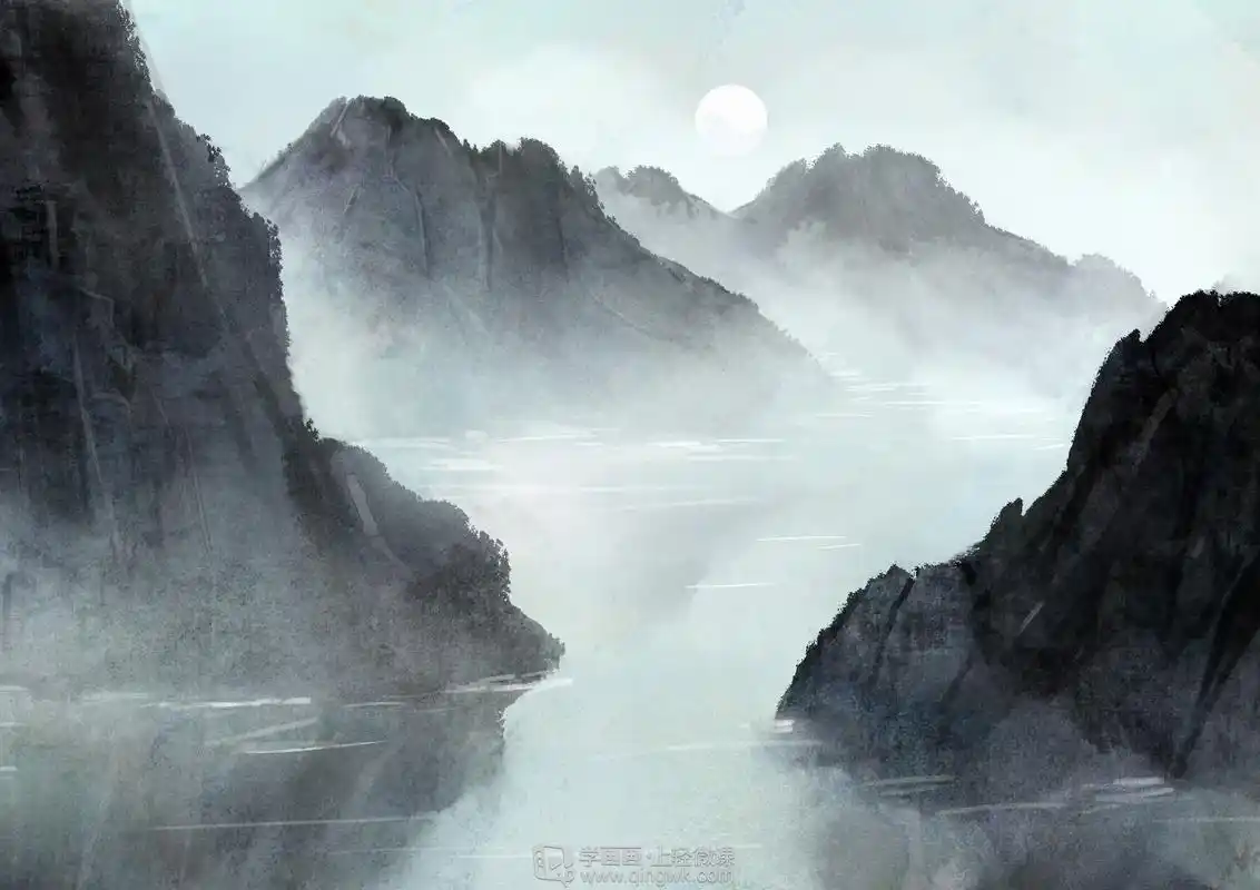 作业:古风场景之山水的画法 - gf-70-109 旒白 - 轻微课