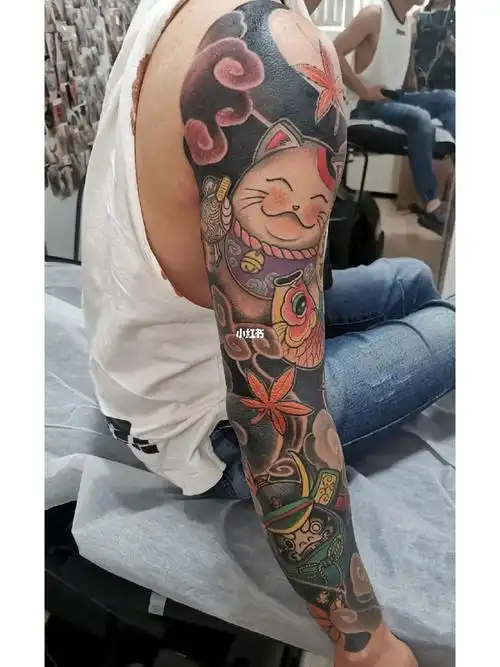 悉尼纹身招财猫花臂