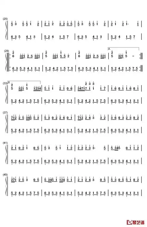 you钢琴简谱-数字双手-dai2