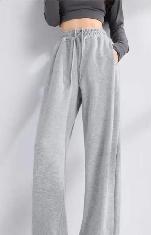 秋冬新款运动裤女灰色运动裤女春秋加长裤子束脚裤灯笼裤卫裤2021秋冬