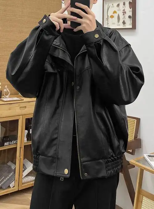 ootd男生黑色皮衣要怎么搭配