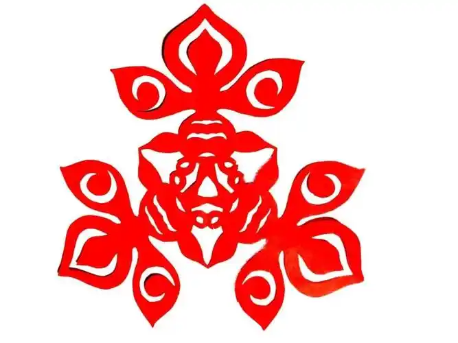 非遗剪纸教室金玉满堂三角团花