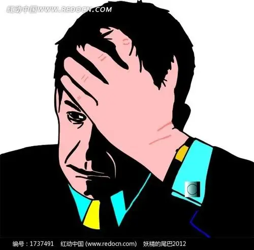 手按额头的男士