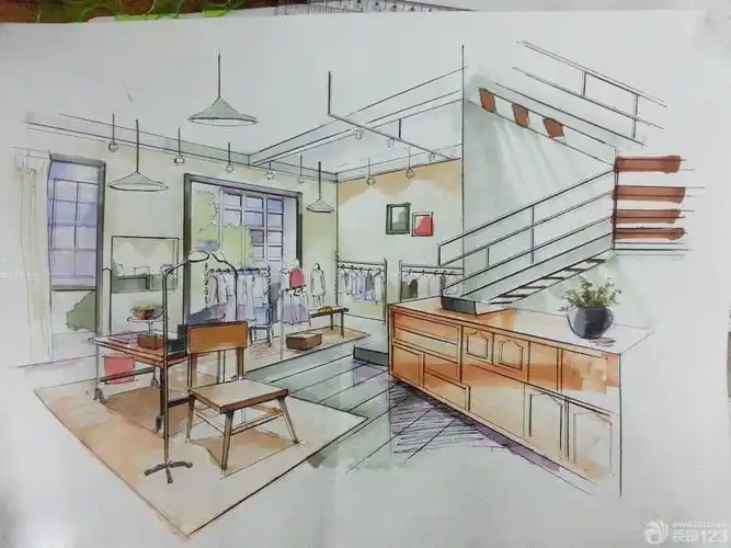 2020特色服装店展厅手绘效果图