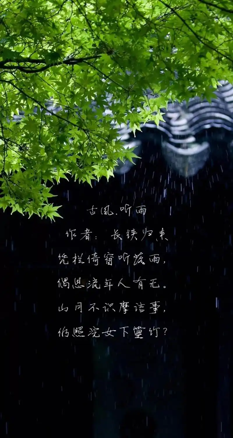 仍照浣女下篁竹古风听雨偶思流年人有无山月不识摩洁事凭栏倚窗听落雨