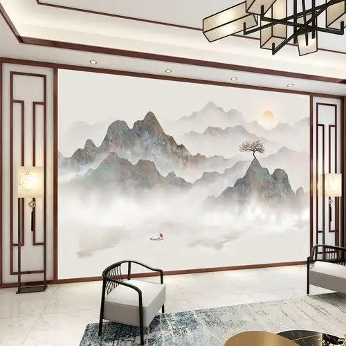 背景墙山水画 背景墙山水画壁画图片大全集
