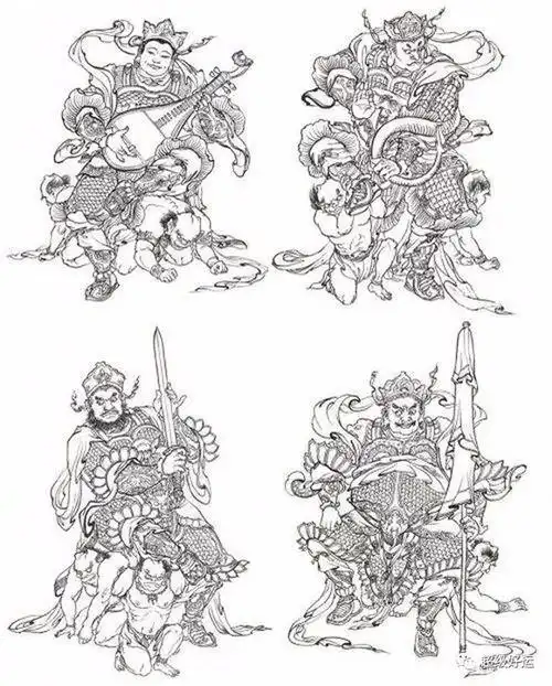 在《封神演义》里,四大天王变成了闻太师手下镇守佳梦关的"魔家四将"