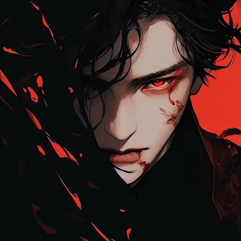 禁欲系高冷红黑色氛围感帅哥头像 还不是特别稳定,经常会出现多余元素