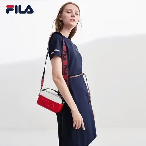 连衣裙fila斐乐女子2021夏季新款时尚休闲简约针织运动连衣裙