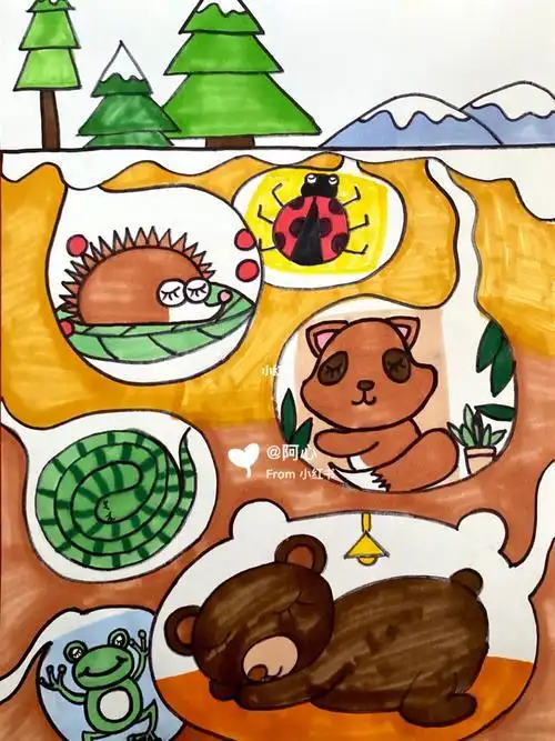 冬眠的动物简笔画冬眠的动物简笔画彩色