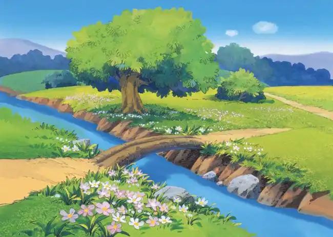 【jpg】小桥流水风景插画