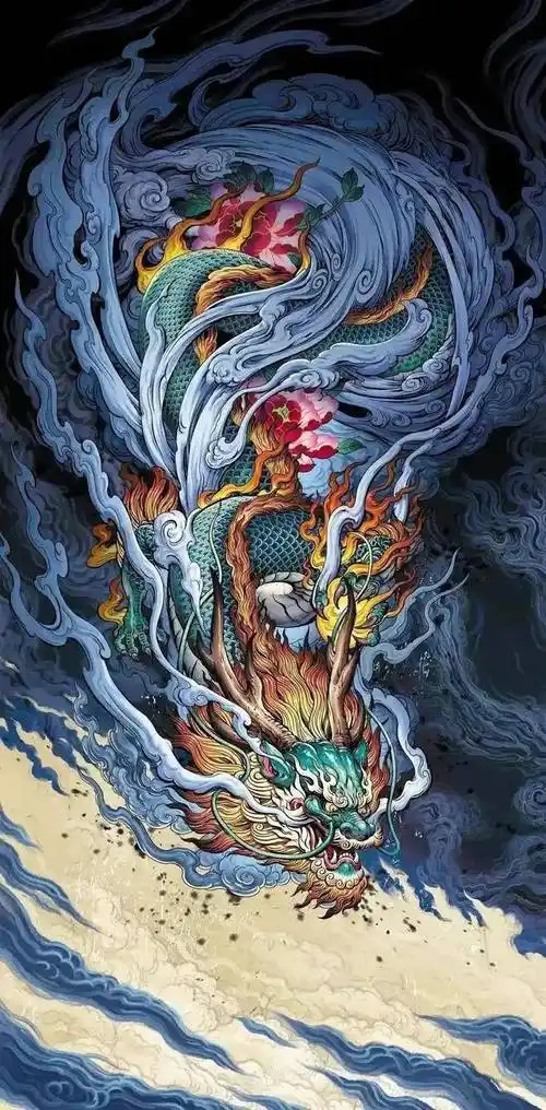 龙腾虎跃国潮新年手机壁纸