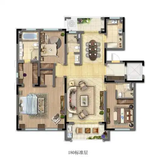 环陵路上最值得购买的大平层项目来了220㎡标准层户型图 这两个户型