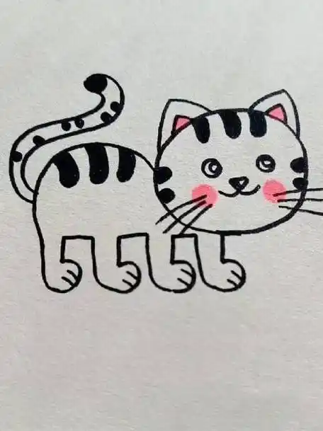 用4个5画猫咪,简单有趣#简笔画 #秒懂创意的微博视频
