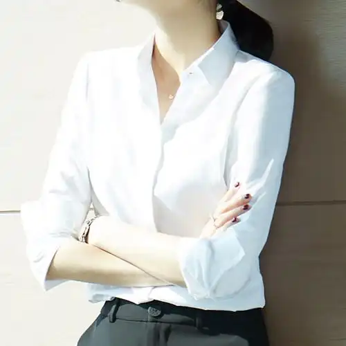 白衬衫女职业2020夏装新款长袖韩版正装工作服修身ol工装白色衬衣
