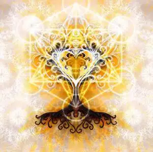 生命之树符号,结构装饰背景,心形,梅尔卡巴图案,yggdrasil.照片