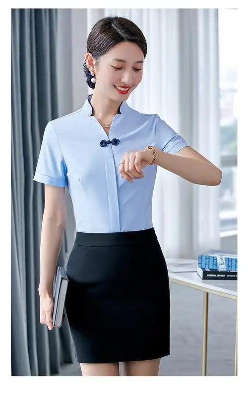 服夏装短袖白衬衫女夏季薄款气质大码白色职业衬衣套装单件白色衬衫s
