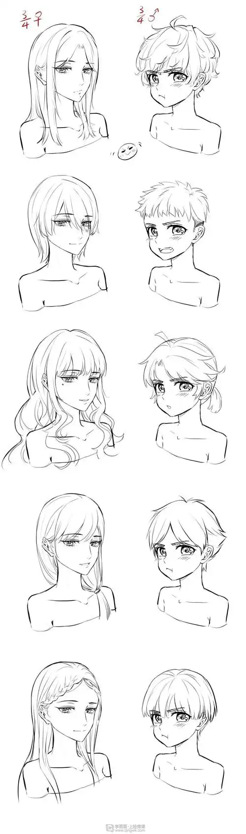 作业:从零开始学动漫之动漫人物头发的画法与训练技巧 - 蛤蟆丸