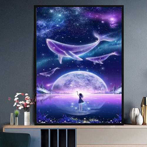 梦幻星空鲸鱼钻石画2021新款客厅满钻儿童卧室贴钻十字绣小幅玄关