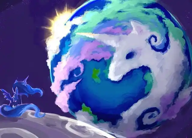 中的皇家姐妹宇宙公主和月亮公主共同治理小马国,一个负责太阳的升起