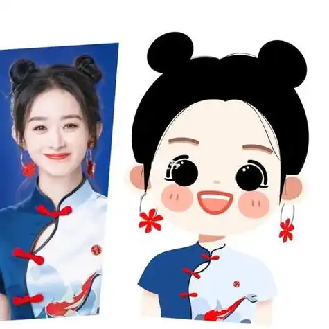 赵丽颖颖宝手绘卡通女生情侣头像