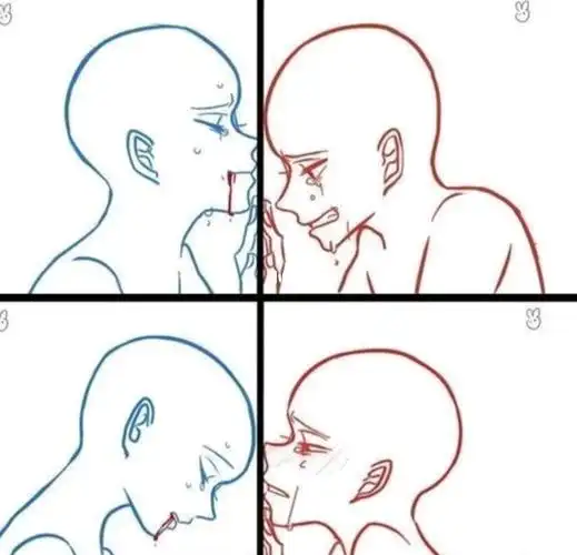 【板绘】多人互动姿势线稿素材_素材_板绘_线稿_绘画_教程_文化_绘画