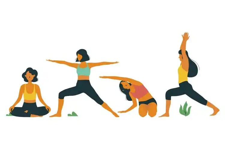 瑜伽锻炼的卡通女郎素材