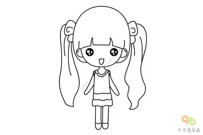 q版人物马尾辫女生简笔画女孩简笔画