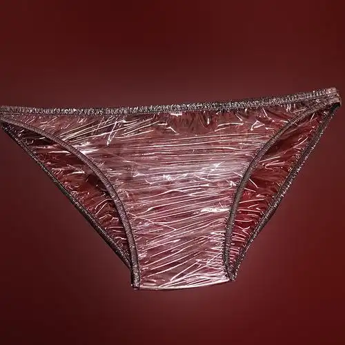 2021春新款性感诱惑超薄透明三角裤女塑料pvc紧身包臀内裤情侣裤 无色