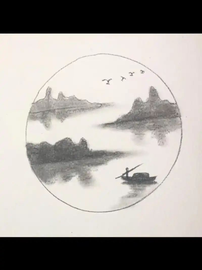 素描山水画 简单几步,轻松画风景画