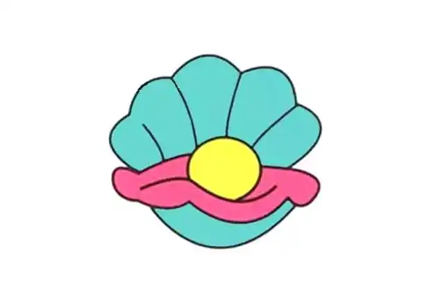 彩色的珍珠贝壳简笔画步骤