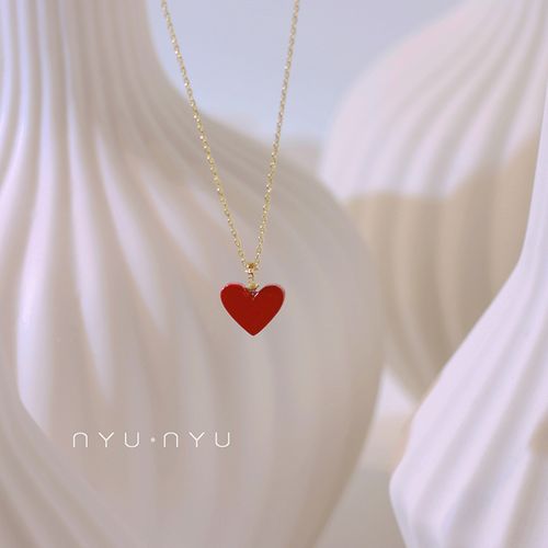 nyu·nyu心中的朱砂痣小红爱心项链2021年新款女锁骨链ins心形
