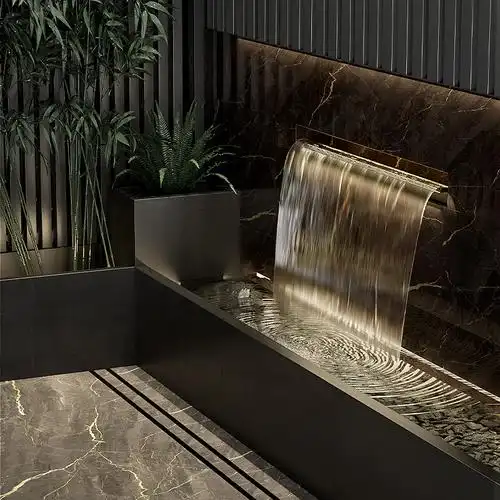 批发不锈钢瀑布出水口流水墙水幕墙流水槽假山鱼池水景庭院造景观