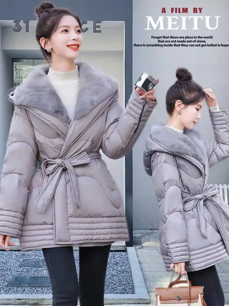 秋冬新款系带翻领外套