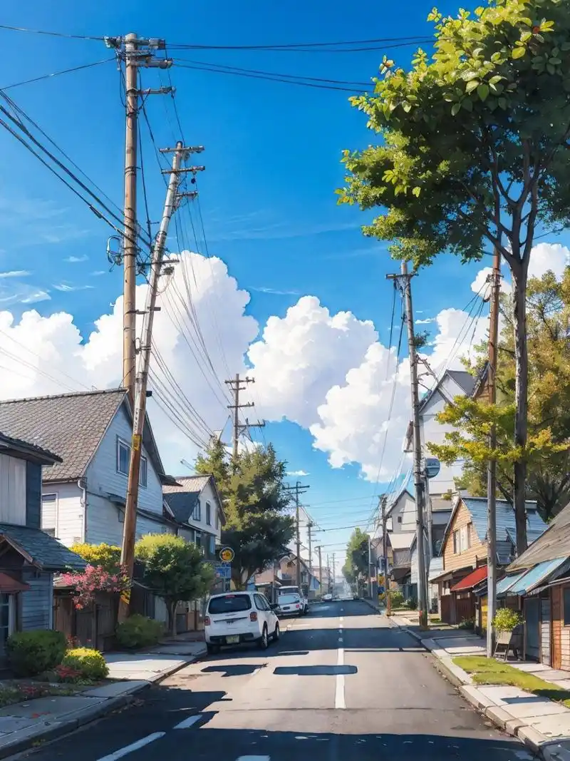 手机壁纸# #iphone壁纸# #二次元# #街景# #插画# #治愈系风景