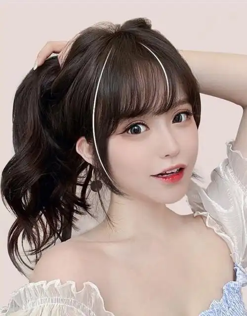 浅棕色 卷发筒【法式刘海】