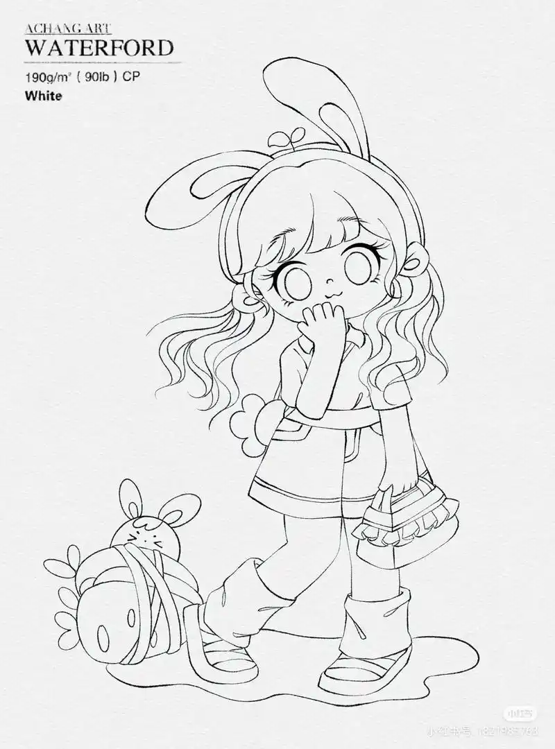 卡通人物线稿 涂色临摹.#画画 #临摹 #漫画 #线稿 #q - 抖音