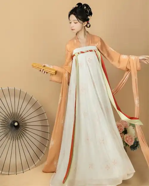 古装汉服女初中生高中少女生外穿春夏季唐风一片式齐胸破裙印花学生