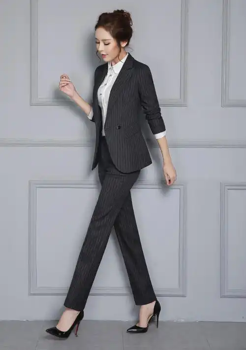 2016秋冬修身职业女套装长袖西服西装女士正装面试工作服两件套