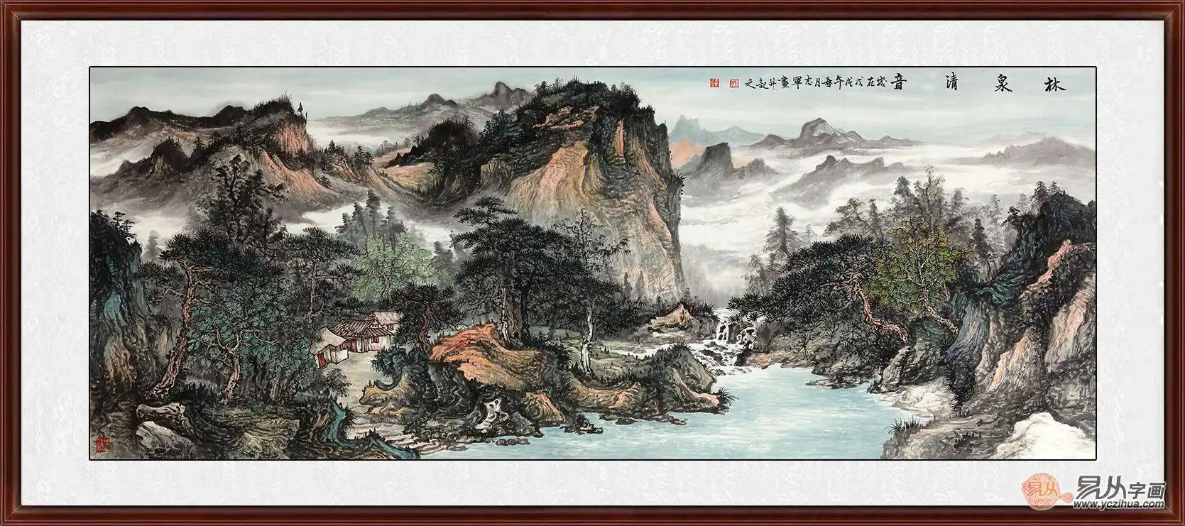 佩环相鸣 画家龙志军六尺横幅作品《林泉清音》来源:易从网