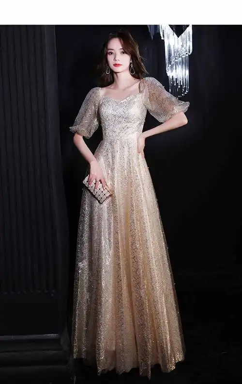 晚礼服宴会2021新款仙气学生主持人高贵气质名媛小个子礼服